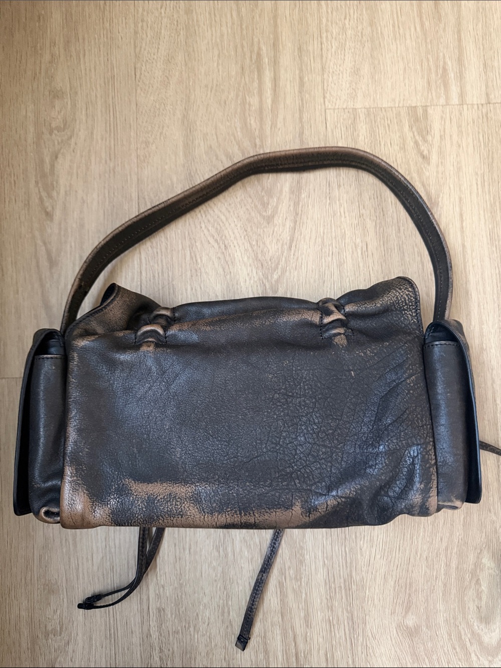 Acne Studios Multipocket Bow Cargo Brown Distressed Shoulder Bag - RARE 1st Ed! - Picture 9 of 14